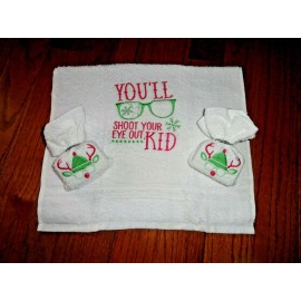 Handmade A CHRISTMAS STORY YOU'LL SHOOT YOUR EYE OUT BATHROOM GUEST TOWEL & SINK SET