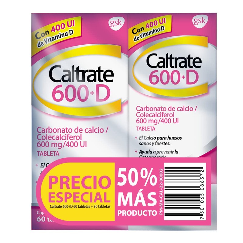 Caltrate Suplemento de Calcio 600 +D 600mg / 400 UI