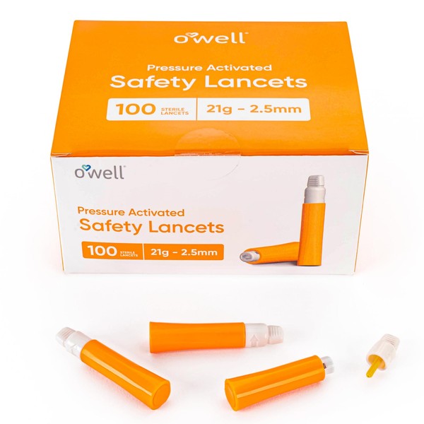 Disposable Safety Lancets for Diabetes Testing – 21G x 2.5mm,