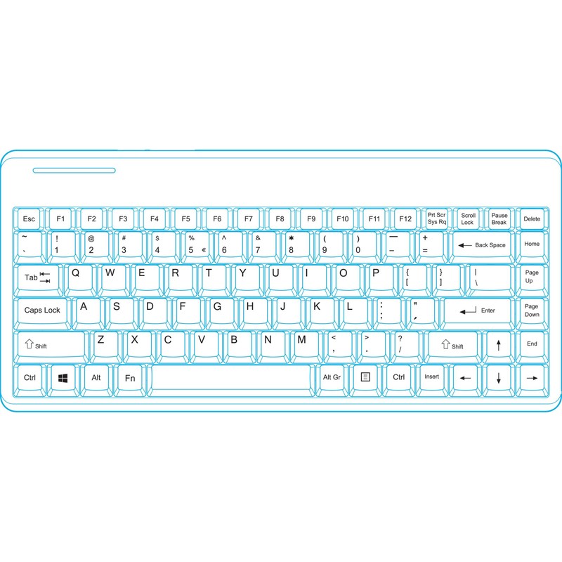 Perixx PERIBOARD-409P Teclado PS2 Mini con Cable, Negro, diseño en