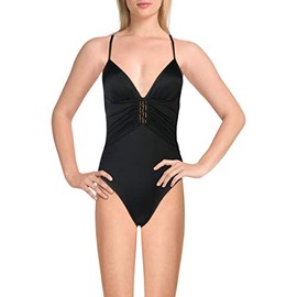 BCBGMAXAZRIA - Traje de baño de una Pieza con Escote en V para Mujer, Negro//Seducción, 8