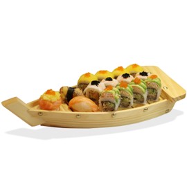 16.5“ Wooden Sushi Serving Tray Boat Plate for Restaurant or Home