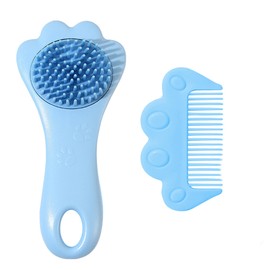 Baby Hair Brush,Toddler Hair Comb,Baby Hair Brush Comb Set,Small Cute Comb for Wet Dry Hair - Silicone Gentle Bath Brush Scalp Massager Brush for Newborns Toddlers Perfect Baby Registry Gift (Blue)