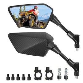 ATV Mirror, Multi-angle Side Rearview Mirrors for Bike Motorcycle ATV Scooter Cruiser with 8mm 10mm Bolt, 7/8" Handle Bar Mount Clamp Compatible with Suzuki Yamaha Honda Kawasaki Victory and More