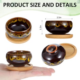 mekueeex 12 Pcs Succulent Pots 2.5 Inch Ceramic Succulent Garden Pots Planters with Drainage and Bamboo Tray for Indoor Garden Plants Planters Colorful Cactus Flower Pot