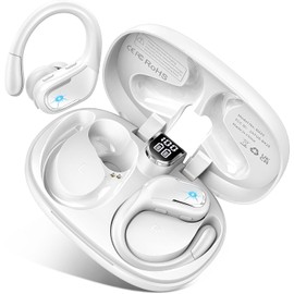 Kopfhörer Bluetooth Sport, 75Std Kopfhörer Kabellos Bluetooth 5.4, Wireless Earbuds 4 HD ENC Noise Cancelling Mic, K opfhörer In Ear HiFi Stereo, IP7 Wasserdicht für Android iOS, Comfort Fit, Weiß
