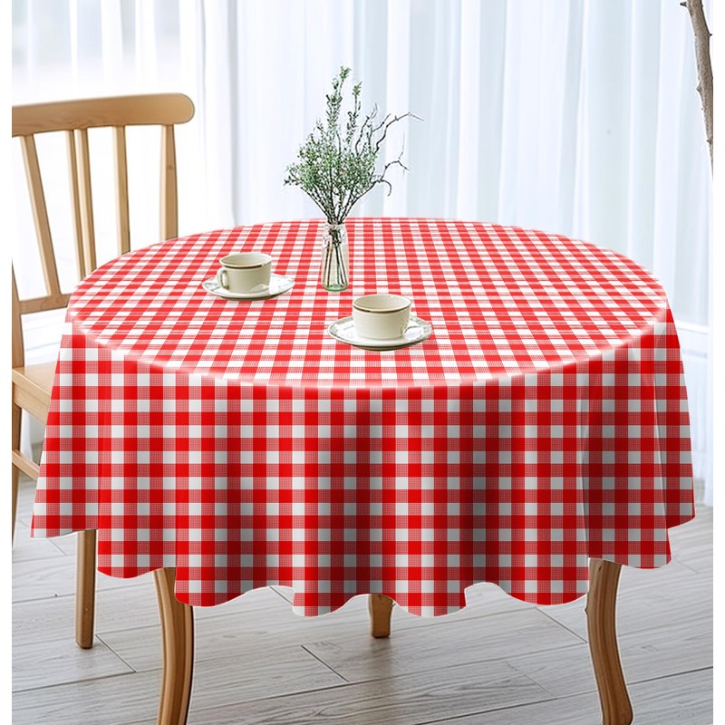 SietDESEO 2 Pack Red Gingham Tablecloth Round 84 x 84