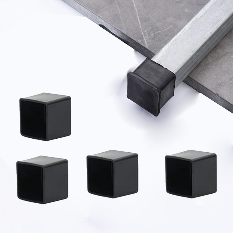 20mm Black Plastic Covers, Square End Caps for Tube Chairs