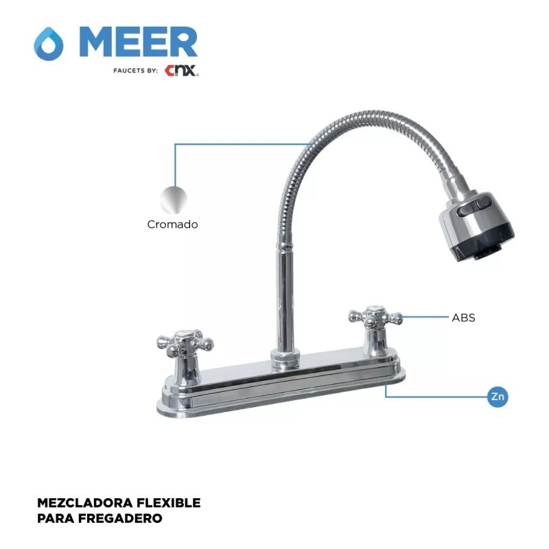 CNX Kit Completo De Tarja Con Mezcladora Flexible Para Cocina