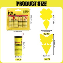 Fliegenfänger, 16X Fliegenfänger Klebestreifen und 20X Gelbsticker Trauermücken, Fruchtfliegen, Insektenfänger, Fliegenfalle Innenbereich, für Pflanzen Innen- und Außeninsekten Fliegenkontrolle