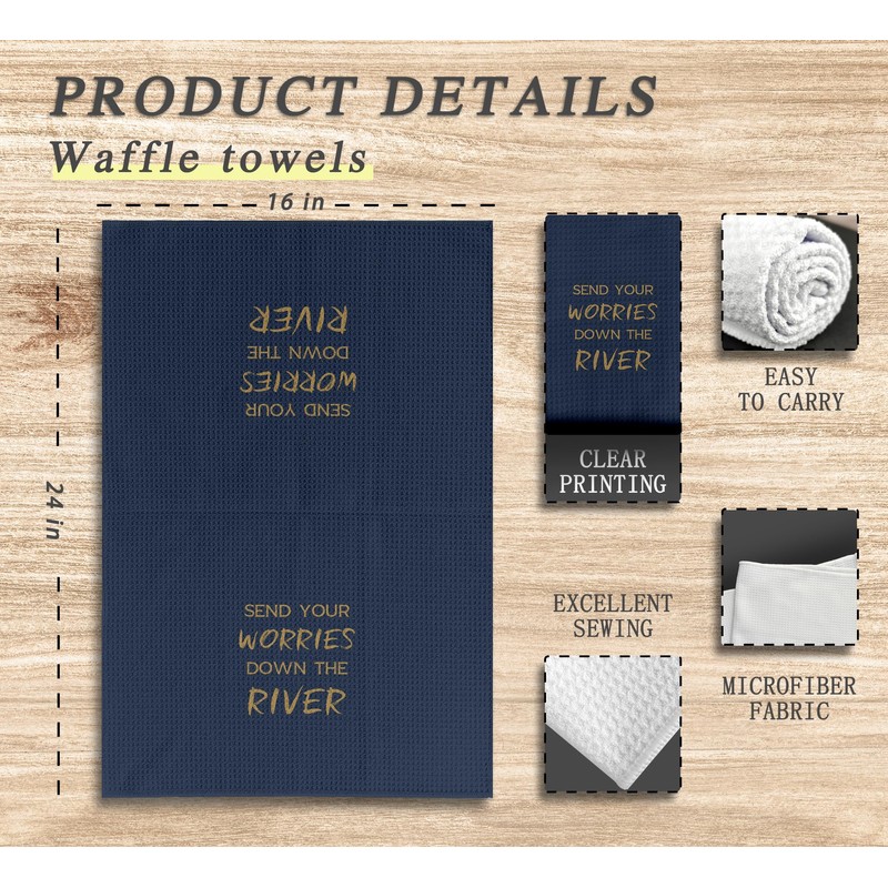 Blue Inspirational Lake River Kitchen Dish Towels Dishcloth 16x24 Inches,
