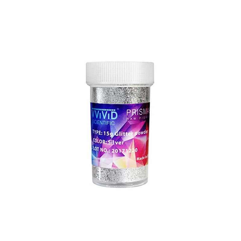 VViViD Prisma65 Raw Pigment Silver Metallic Glitter Powder 15g Jar