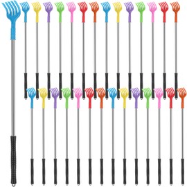 Reallnaive 28 Pcs Back Scratchers Bulk Plastic Scratcher Long Handled Shoe Horn Stainless Steel Massage Tool for Itchy Backs and Putting on Shoes While Standing Women Men, Assorted Color