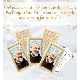 Father Pio Prayer Card - The Lord's Prayer - 5 Laminated Double Sided Padre Pio Holy Card for Daily Prayers - Padre Pio Healing Prayer Card, Patron Saint of Stress Relief Themed Set, 6 Items