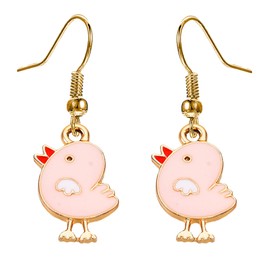 Charm Buddy Cute Easter Chick Easter Novelty Dangly Earrings with Gift Bag Easter Gifts Jewellery Jewelry for Girls Women Easter Egg Easter Bunny Hunt Gifts Duck (2. Pink - Gold Plated)