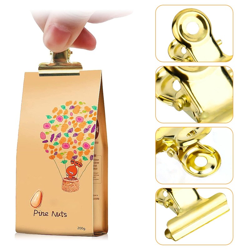 Small Bulldog Paper Clips, Pack of 60 Clips, Gold, 22