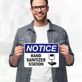 Notice Hand Sanitizer Station Sign, 10x7 Inches, 4 Mil Vinyl Decal Stickers Weather Resistant, Made in USA by My Sign Center