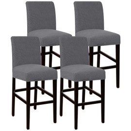 Flamingo P Gray Stool Covers Bar Stool Seat Cover Counter Stool Slipcovers with Backs Removable Washable Chair Slipcover for Home Bar Chair Covers Set of 4, Gray