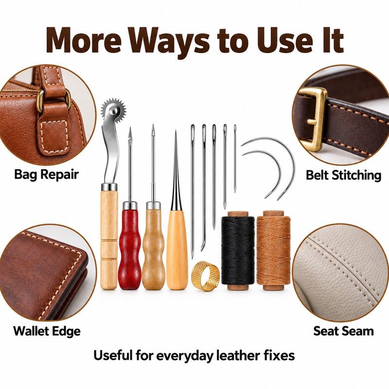 Leather Sewing Kit for Upholstery Repair – Waxed Thread &
