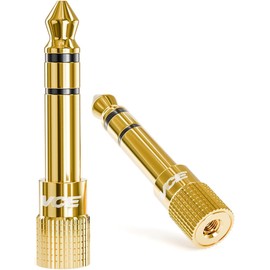 2x Gold Plated Stereo Headphones Audio Adaptor, Headphone Jack Adapter 6.35mm Male 1/4 inch to 3.5mm Female 1/8 inch Aux Plug Converter for Amplifiers, Guitars, Piano, Speakers, Headphones and More.
