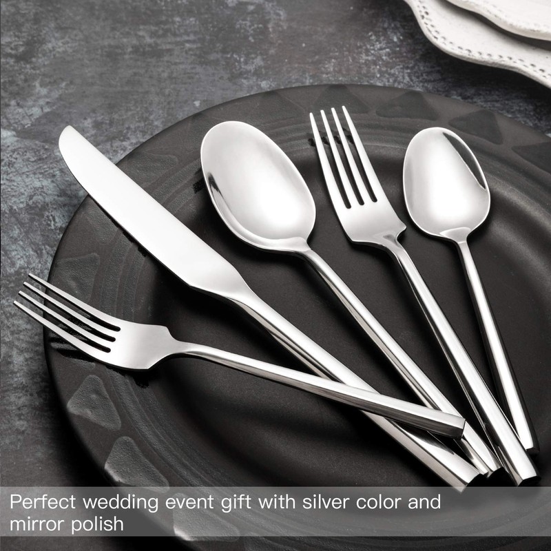 Kelenfer Hand Forged Stainless Steel Flatware Set Silverware Set Cutlery