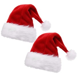 ALIMITOPIA 2pcs Christmas Santa Hat,Double Layer Luxury Plush Christmas Santa Claus Cap Xmas Hat for Adults