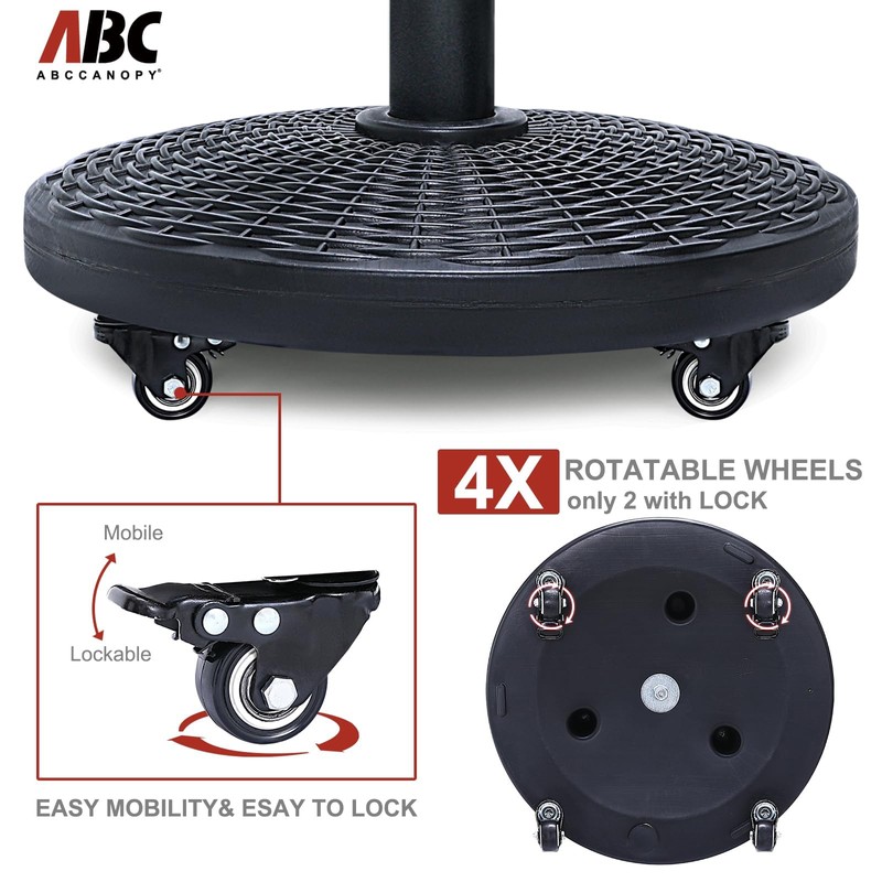 ABCCANOPY Heavy Duty 35lbs Patio Umbrellas Base with Wheels (Black)