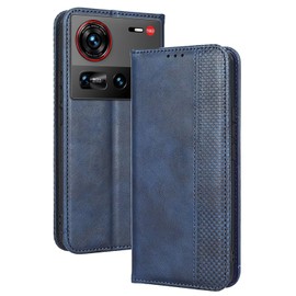 RankOne Wallet Case for Nubia Z70S Ultra/Nubia Z70 Ultra (6.85" Inches), Magnetic Flip Leather Cover with Card Slots Kickstand Blue
