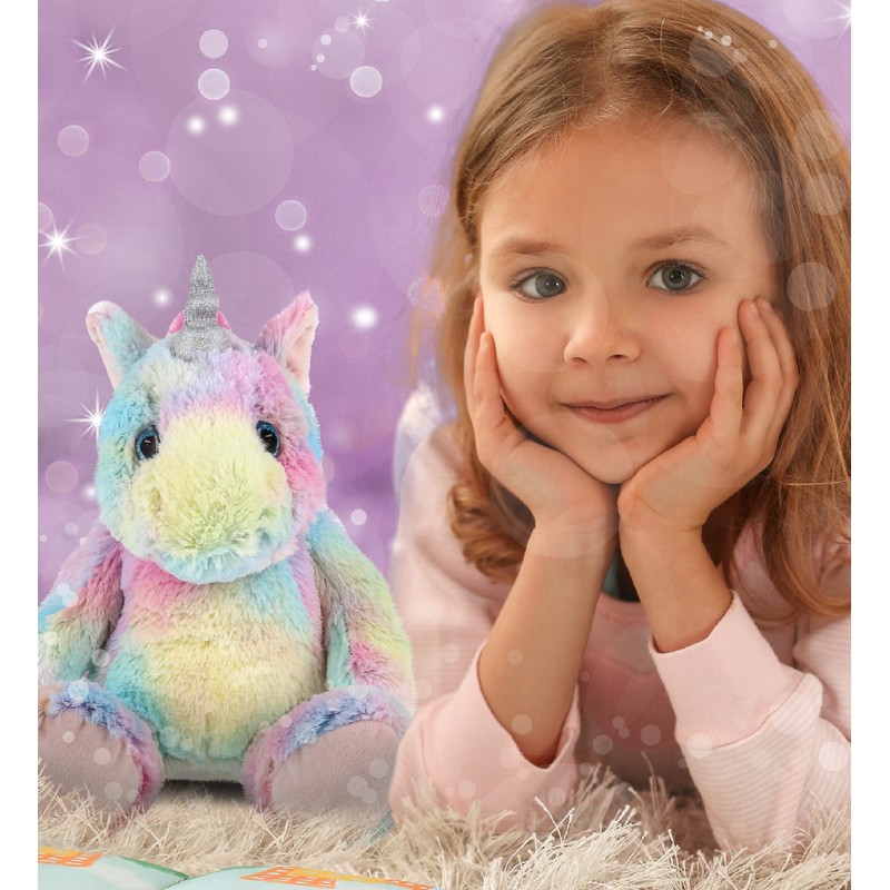 DolliBu Plush Unicorn Stuffed Animal - Soft Huggable Sitting Rainbow