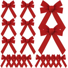 Yuxung Large Red Velvet Bows Valentine's Day Wreath Bow Tree Topper Ornament Bow for Garland, Indoor Outdoor Holiday Decorations(9 x 13 Inches, 24 Pcs)