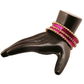 Touchstone "Colorful Collection Indian Bollywood Alloy Single Line Clear Rhinestone And Textured Color Bangle Bracelets Set of 18 In Antique Gold Tone For Women., XL - Circ 8.6 in-Indn Size 2.12-Dia