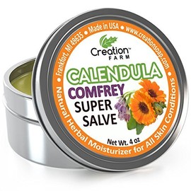 Creation Farm - Super Salve Calendula Herb Balm - 4 Oz Salve Tin - Consuelda Hierbas - Pomada