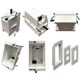 iMBAPrice IMBA-DVFR1W-1 (1-Gang) Recessed Electrical/Outlet Mounting Box w/Paintable Wall Plate for TVs, Kitchen Appliances, 1-Pack
