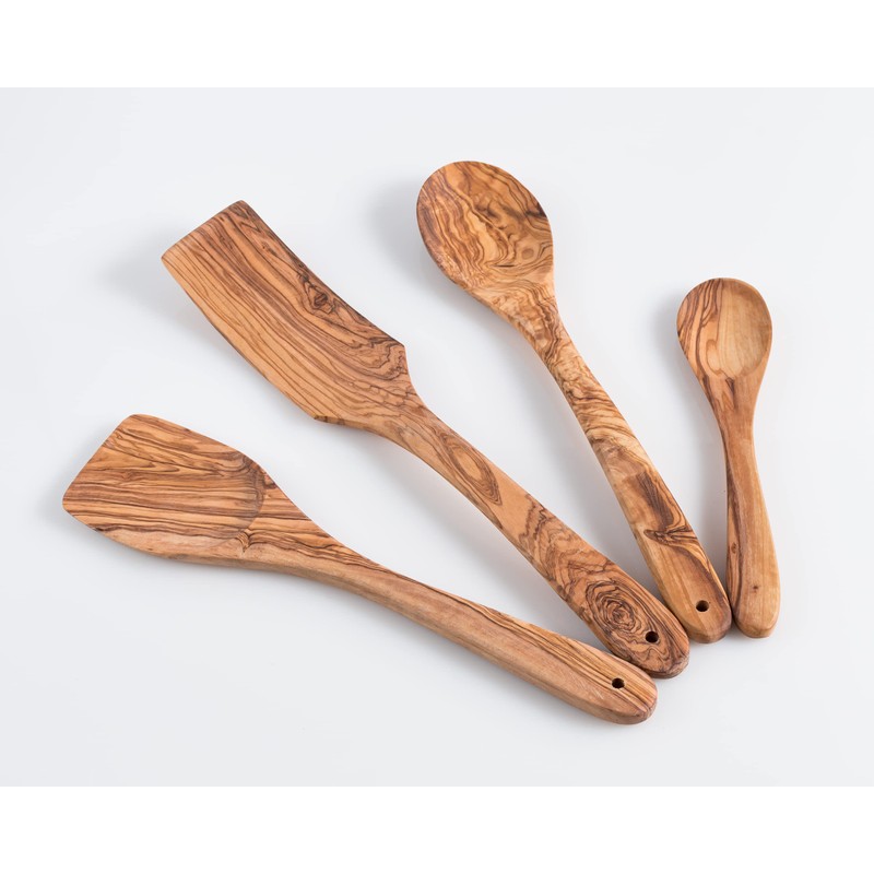 Darido Olive Wood Cooking Utensils Set of 3 with Extra