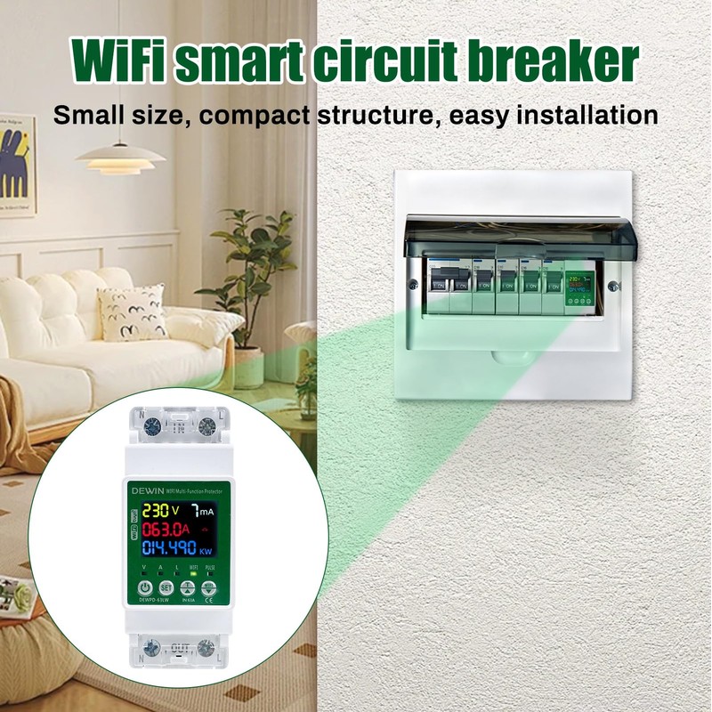 DEWIN Tuya Smart Electricity Meter, DIN Rail, WiFi, AC Meter,