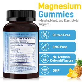 Biobor Potassium Magnesium Citrate Gummies, Magnesium Gummies Supplements with Vitamin D3, B6, Electrolyte Balance & Muscle, Stress Relaxation Support (120 Count, Pineapple)