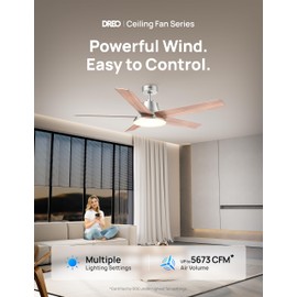 Dreo Ceiling Fans with Lights and Remote, 52 Inch, 6 Speeds, 5 Color Tones Dimmable LED, Quiet Reversible DC Motor, 8H Timer, Silver Ceiling Fan for Bedroom, Living Room, Easy to Install