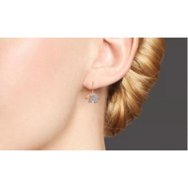 Unique Designs Valentine Gift 14K Rose Gold Plated Diamond Accent Women's Elephant Earring