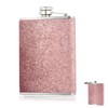 8 Oz Hip Flasks for Women Men, Pink Sparkling Portable