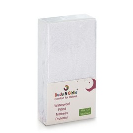 DUDU N GIRLIE Mini Cot Mattress Protector 100 x 50 cm - Noiseless Waterproof Pad Cover - Space Saver Cot Fitted Sheet Silent Topper for Baby Children Cot.