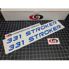 Stroker Decals (2-Pack) Hood Fender Valve Cover Accent Stickers Fits SBF 331 363 393 434 Racing Engines Select Color: (Gloss Blue, 331)