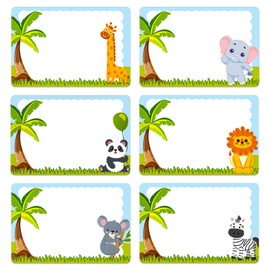 JUESMOS Jungle Name Tags for Classroom - Safari VBS Name Tag Label Sticker - Animal Classroom Nameplates for Kids Student Desks Name Tags Sticker for Back to School Kindergarten Decoration