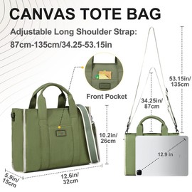 Kasgo Umhängetasche Damen, Canvas Tote Bag Crossboday Casual Wiederaufnahme Totes für Dame mit Reißverschluss Taschen Schule Geldbörse Arbeit Reisen Grün