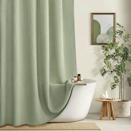 NDDYCU Sage Green Shower Curtain Boho Cotton Texture Mid Century Minimalist Arch Shower Curtain for Bathroom,72" W X 72" L