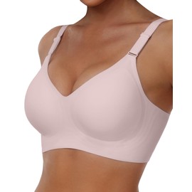 Owucozy Comfortable Wireless Seamless Bras for Women Soft Support Push Up Full Coverage No Underwire Everyday T Shirt Bra(Pink L)