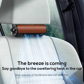 Yoidesu Car Seat Cooling Fan, USB Powered Bladeless Car Headrest Fan, 3 Speeds Adjustable, Strong Wind Cooling, Adjustable Strap, Silent Fan for SUV RV ATV Sedan, Car, Van (Black)