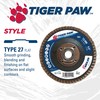Weiler 51114 4-1/2" Tiger Paw Abrasive Flap Disc, Flat (Ty27),