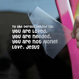 to The Person Behind Me Rearview Car Decals Funny Heart Love Christian Jesus Bible Verse Car Window Accessories Affirmations Vinyl Waterproof 6 Inches Bumper Decal Gifts for Mom Dad Friend Coworker