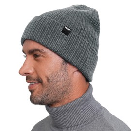 Wmcaps Unisex Winter Hat, Cozy Breathable Beanie for Men and Women Warm Soft Ribbed Beanie Cap Stylish Daily Wear Cuffed Plain Knit Hat, Gift for Thanksgiving Christmas, Grey