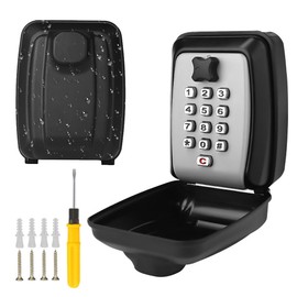 Key Safe with Number Code Outside, TGKYK 12 Digit Key Safe, Waterproof Key Safe Outdoor, Wall Mounted Key Safe Outdoor, Mini Key Safe with Code for Home, Garages, School